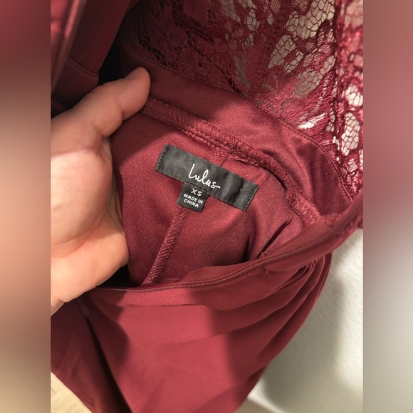 Lulus Dress Burgundy Love Spell Lace Back Maxi Dress Size XS - Picture 9 of 13